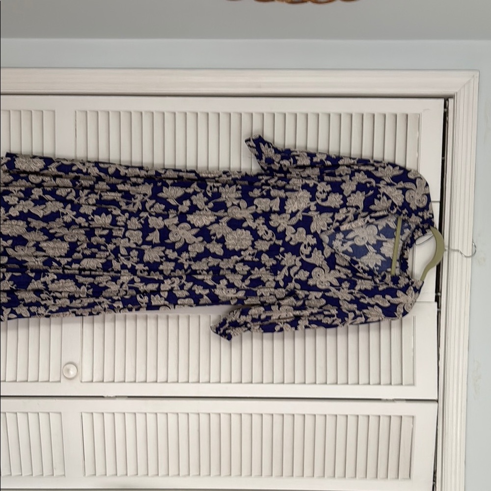 Zara Blue and Cream Flutter Sleeve Sundress